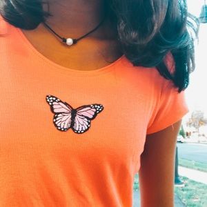 Cute cropped butterfly tee